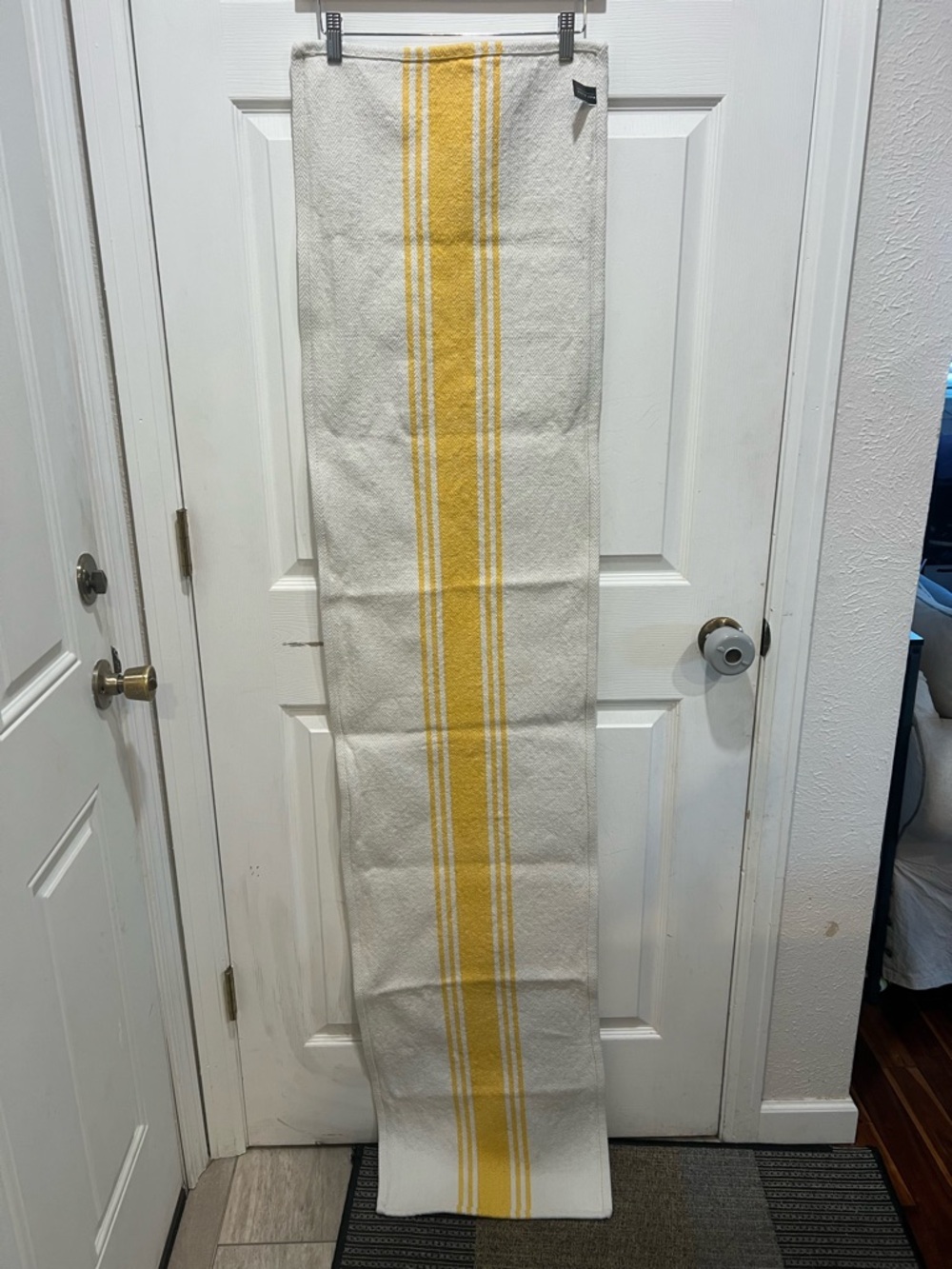 Max Studio Cream Table Runner with Yellow Stripe